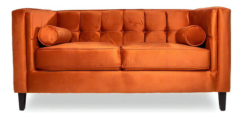 Love Seat Vintage Salas Modernas Minimalistas Sillones Color Naranja Diseño De La Tela Terciopelo