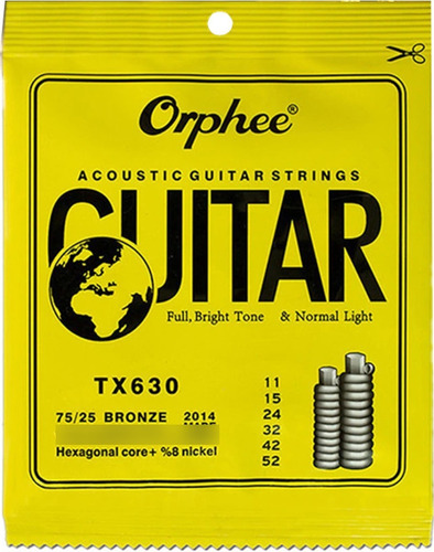 Orphee Tx630 Encordado .011 Para Guitarra Acústica