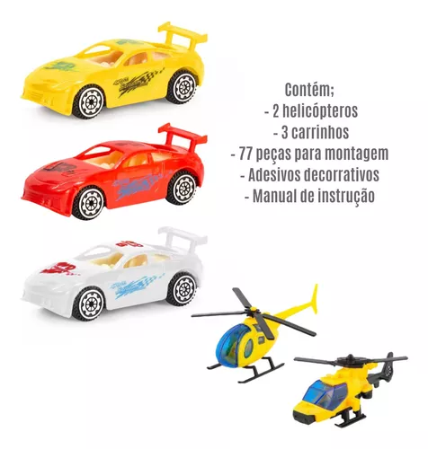 Pista Speedster Double Park 77 Peças Carrinho E Helicoptero - Polibrinq