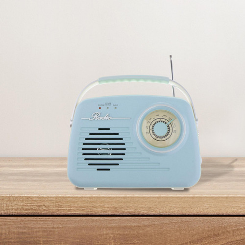 Radio Portátil Con Bluetooth, Recargable, Fácil De Azul