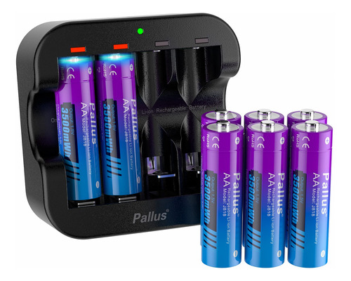 Baterias Aa Recargables De Litio De 1.5 V, Paquete De 8 Bate