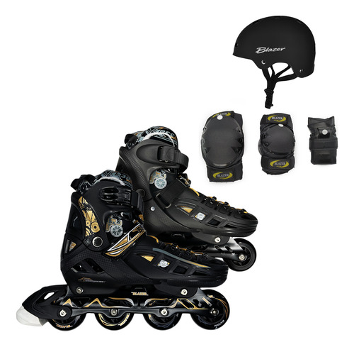 Patines Linea Ajustable Fitness Nd +mochila+casco+proteccion
