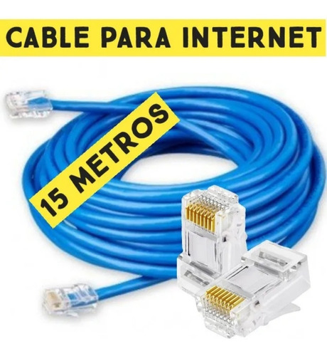 Cable Utp Internet 15 Metros Con  Conectores Cat5e Redes