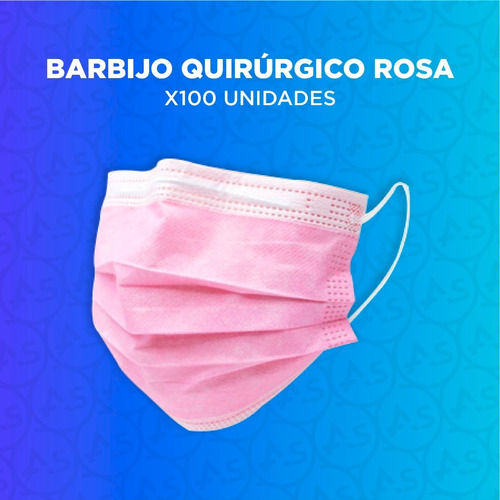 Imagen 3 de 10 de Barbijo Rosa Quirurgico Tapaboca Descartable X100u Tricapa