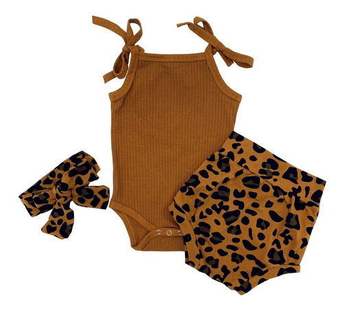 Conjunto 3 Piezas De Niña Verano Body Bombacho Animal Print