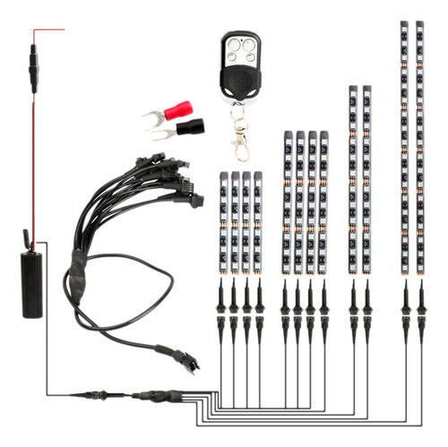 Tira De Luz Led Colorida Rf Rgb Para Atmósfera De Coche