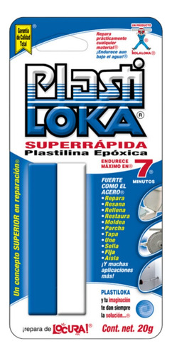 Plasti Loka Azul Super Rapida 20gr Plastilina Epoxica (1 Pz)