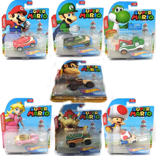 Set De 7 Coches Con Personajes De Super Mario De Hot Wheels
