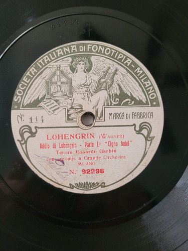 Garbin Lohengrin Disco Pasta Fonotipia 92296 / 92297 N°114 (Usado)