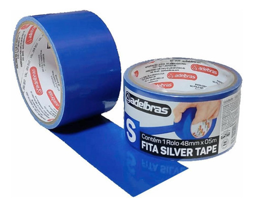 Fita Adesiva Silver Tape Multiuso Alta Fixação 48mmx5m Azul