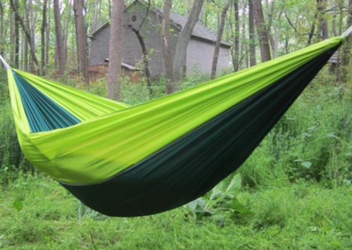 Hamaca Ultra Liviana Camping C/mosqueton,bolso,bi-color Frc Color Verde Verde Fluor/Verde Musgo