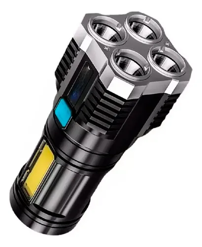 Lanterna Tatica Recarregavel Mais Forte Do Mundo Sitio Led Branco Preto