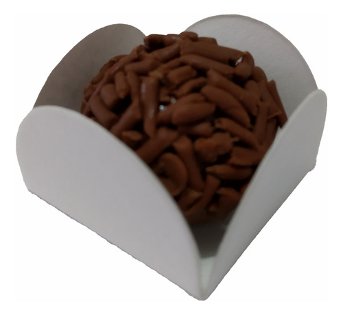 500 Forminhas Para Doces 4 Pétalas 3cm - Cor Branca
