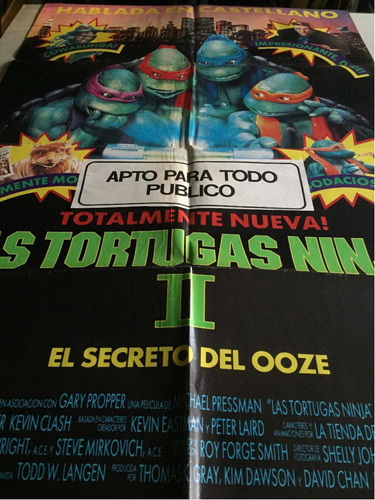 Poster Las Tortugas Ninja Ii - Original Con Banner