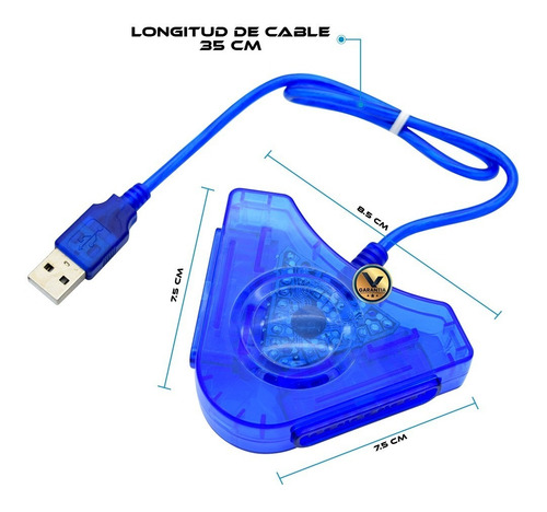 Convertidor Adaptador Compatible 2 Control Ps2/ps1 A Usb Pc