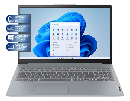 Laptop LENOVO Ideapad Slim 3 Intel Core i3 8GB RAM 256GB SSD 15.6" Windows 11 Home Modo S - Excelente (Reacondicionado)