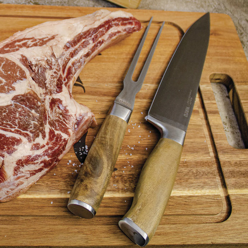 Set De Cuchillo Y Pincho Tenedor Para Asado Wayu Bentancor Color Madera