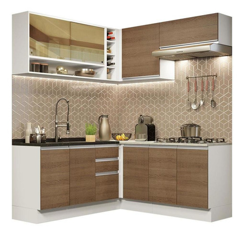 Cozinha Completa Cant Madesa Glamy 349002 C Arm Bal S Tam Br Cor Branco/Rustic