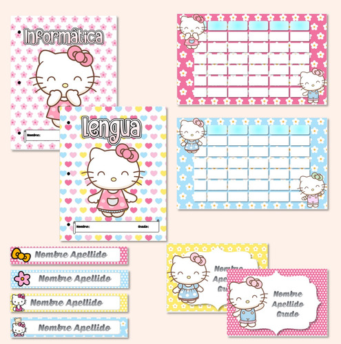 Kit Imprimible Etiquetas Escolares - Hello Kitty