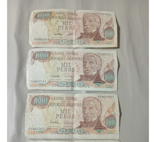 Lote 4 Billetes Argentina 1 Mil Peso Ley 18188 1970-1984