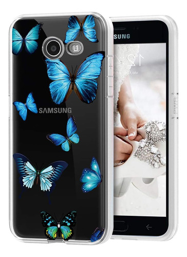 Funda Para Samsung Galaxy J7, Transparente/mariposa/flexi...