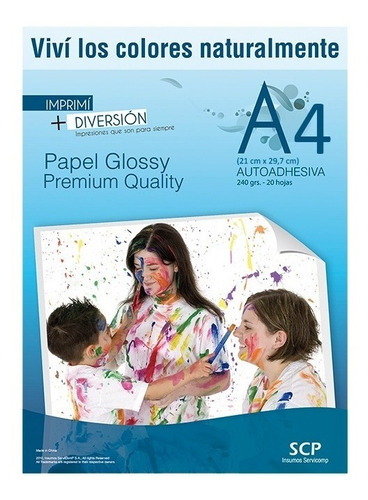 Papel Fotográfico Autoadhesivo A4 Glossy 240gr X20 Hojas Scp