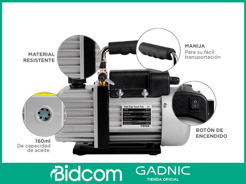 Bomba De Vacío Gadnic 30l Sistema De Refrigeración 124 W