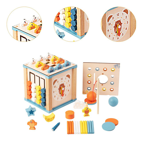 Cubo De Actividades De Madera Montessori Para Niños,