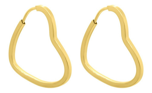 Brinco Ouro 18k Argola Argolinha Coração M