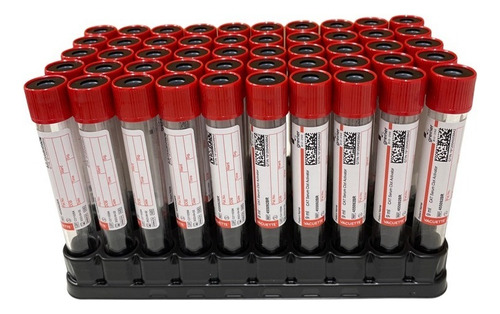 50 Tubos Para Coleta De Sangue A Vácuo Tampa Vermelha 9ml