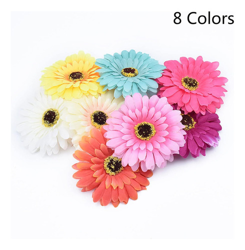 20 Cabeças De Gerbera Com Flores Falsas Para Artesanato E