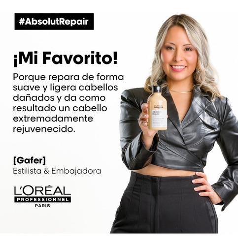 Imagen 4 de 7 de Acondicionador L'Oréal Professionnel Serie Expert Absolut Repair Gold Quinoa + Protein en dosificador de 750mL por 1 unidad