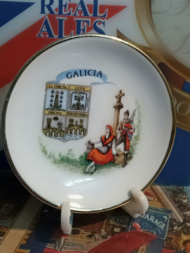 Plato Deco Vintage Souvenir *galicia Escudos* España