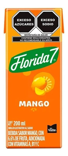 30 Pzas Bebida Del Valle Florida 7 Sabor Mango 200 Ml