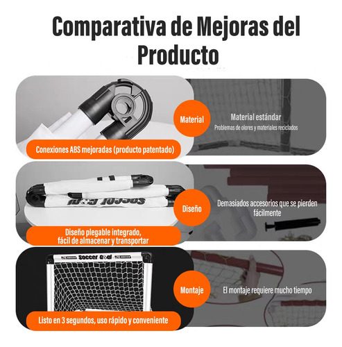 Set De Portería De Fútbol Para Niños 60x90 Plegable Portátil