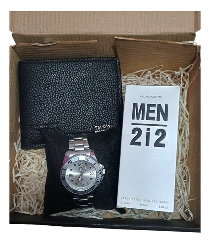 Set Box Regalo Hombre Caja Moño Reloj Perfume Encendedor Usb