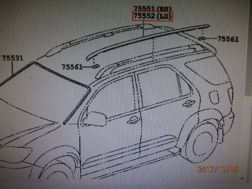 Moldura Techo Toyota Fortuner 2008 2017 Original Piloto