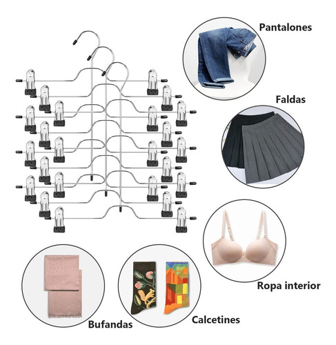 3pzs Percha Gancho Para Ropa Falda De 4 Niveles Con Clips