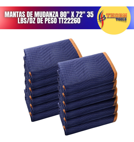 Mantas De Mudanza 80 X 72 35 Lbs/dz De Peso Tt22260 Color Azul Lisa