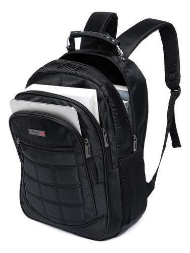 Mochila Executiva Ampla Espaçosa Notebook Cor Preto Desenho Do Tecido Lisa