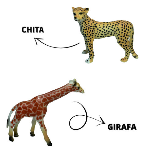12 animales: caucho, sabana, África salvaje, cebra y elefante