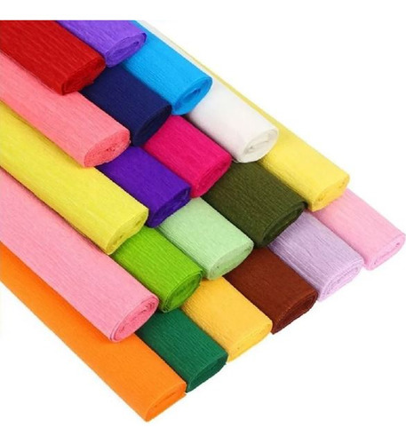 Papel Crepom 48cm X 2m Pacote Com 10 Unidades Cores Atacado Cor Amarelo Canário