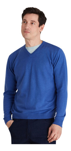 Sweater Macowens Escote En V Azulino Hombre 609260129081