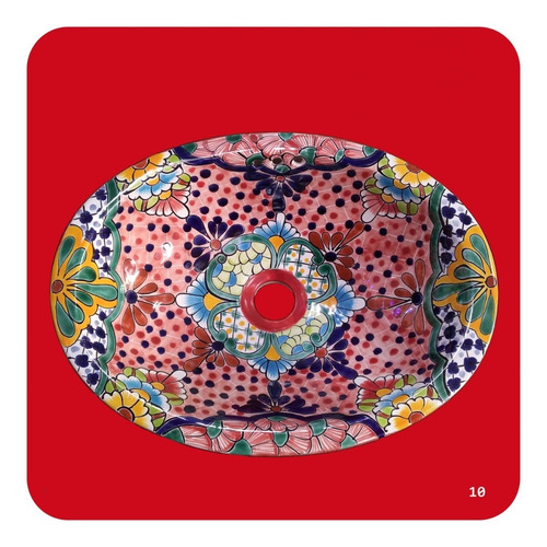 Imagen 1 de 3 de Lavabo Chico Color De Cerámica Tipo Talavera 40x30x14 Cm M10