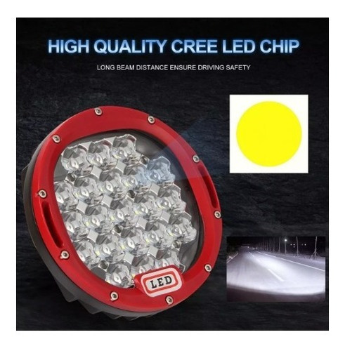 Imagen 3 de 8 de Faro Led Tipo Arb 105w 7pulgadas Para Rusticos Y 4x4 Rojo