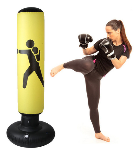 Saco Boxeo Inflable Saco Arena Golpe Aptitud Pvc (amarillo)