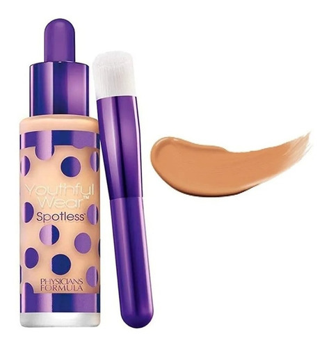 Base de maquillaje líquida Physicians Formula Youthful Wear SPF 15 Spotless Foundation & Brush Foundation Medium Beige tono medium - 30mL 28g