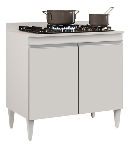 Balcão Para Cooktop 80cm 2 Portas Flórida Branco - Lumil