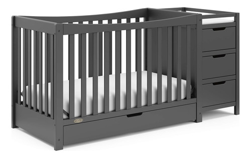 Remi - Cuna Convertible 4 En 1 Y Cambiador Con Cajón (gris)