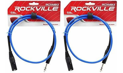 Cable Para Micrófono: 2 Rockville Rcxmb3-bl Azul 3 'macho Re